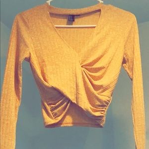 Yellow Rayon Choker Crop Top